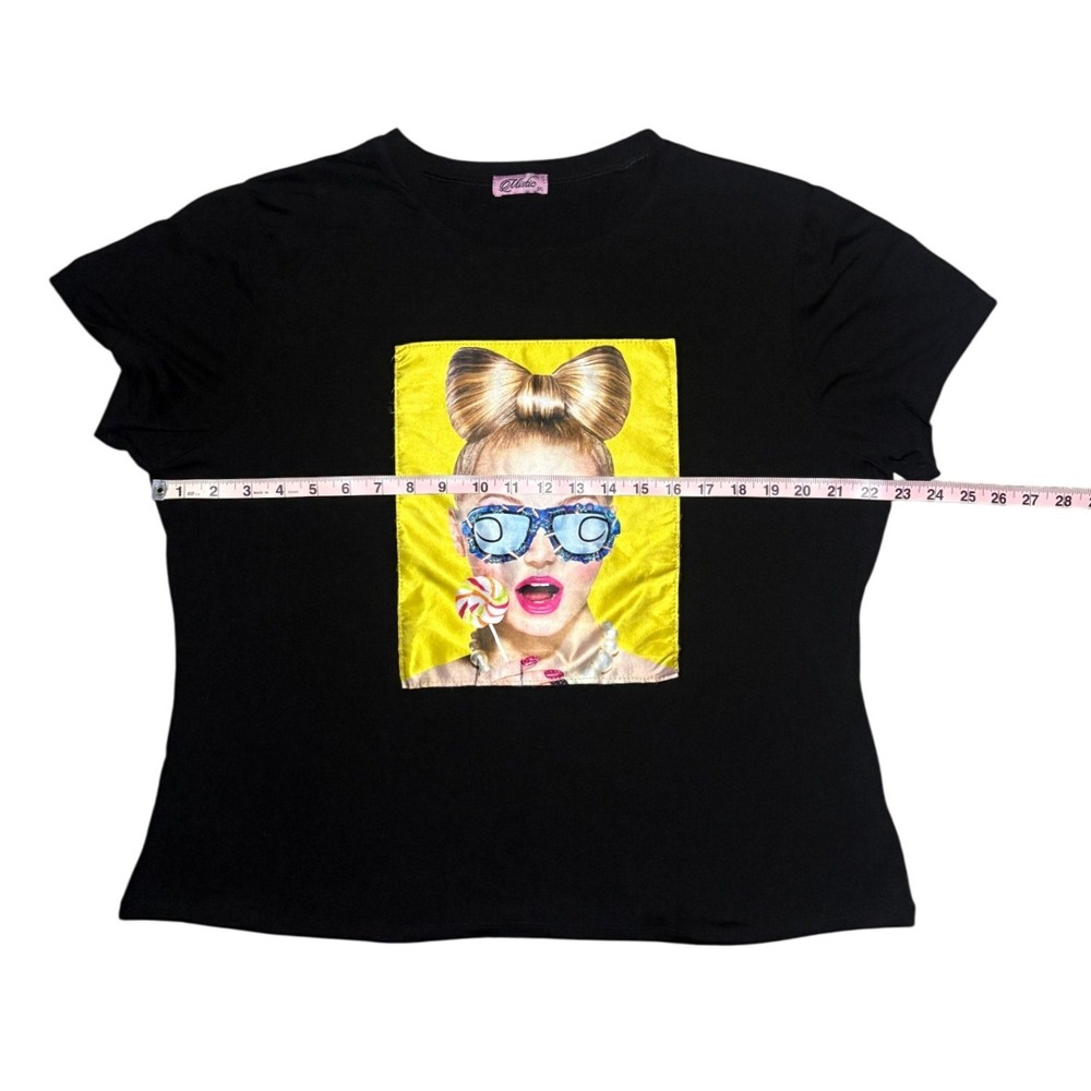 Streetwear Mistic Black Graphic T-Shirt Womens 3XL Girl Lollipop Sunglasses - Picture 6 of 7
